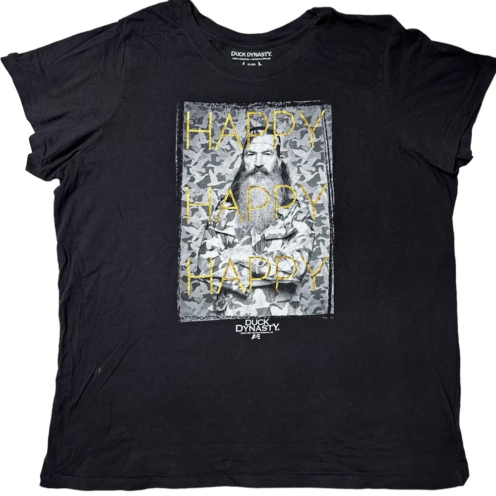 A&E Duck Dynasty Happy Happy Happy Graphic T-Shirt in Black Unisex 5X